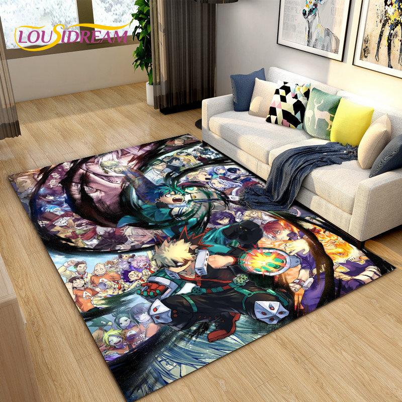 My Hero Academia, Japan Anime Area Koberec,Koberec Koberec do obývacího pokoje Ložnice Pohovka Dekorace rohožky, Protiskluzová podložka pro děti na hraní