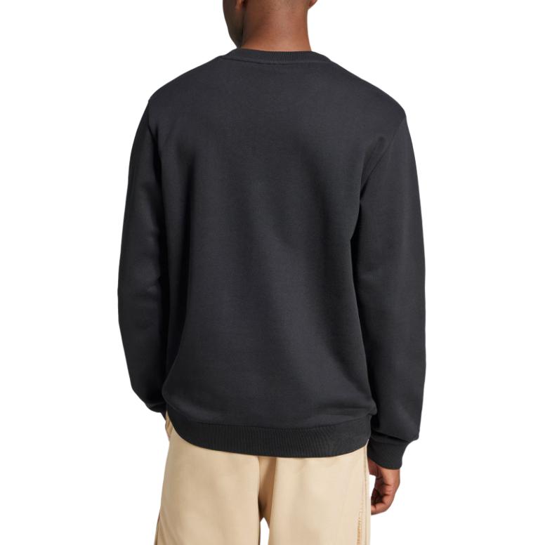 adidas Originals Trefoil Crew Serie Outline Moda Comodo Versatile Felpa Girocollo Uomo Felpa Nera JJ1513