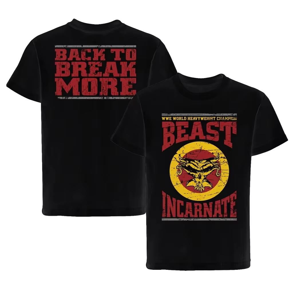 2025 Sommerbeistet Brock Lesnar Wrestling Herre T-skjorte Løs Rund hals Wrestling Kort ermet Høy kvalitet Herreklær