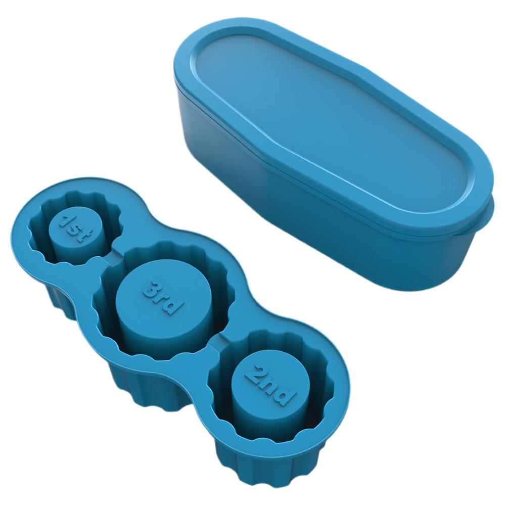 - Large Ice Cube Tray with Lid Silicone Cylinder Ice Mold for 30-40 Oz Cup (Blue