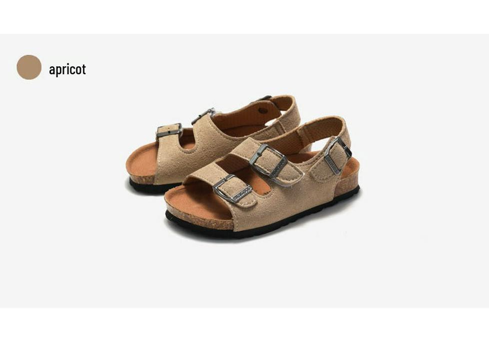 2026 Spring/Summer Kids' Cork Sandals: One-Strap Flip-Flops, Trendy Korean-Style, Double-Ring Design
