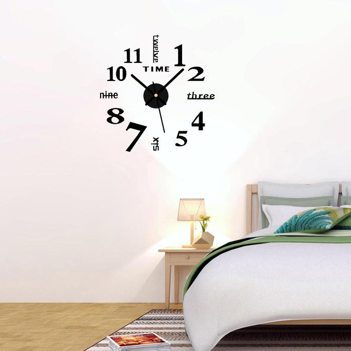 Small Home Living Room Wall Clock, Digital Clock, Acrylic Clock, European-style Wall Sticker Decorative Clock, Creative Home