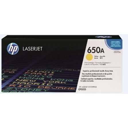 TONER HP 650A (CE272A) jaune - cartouche authentique pour imprimantes HP Color LaserJet Enterprise M750 Printer Series/CP5525
