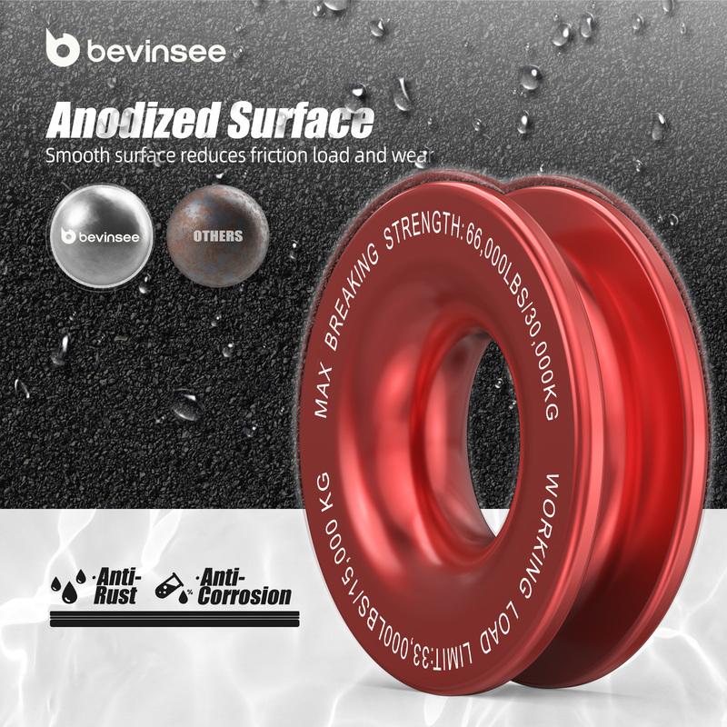 Heavy Duty Recovery Ring Snatch Block Pulley Soft Shackle Tow Winch Rope, fit for ATV, trailer, SUV, UTV, SXS, 4x4 and truck