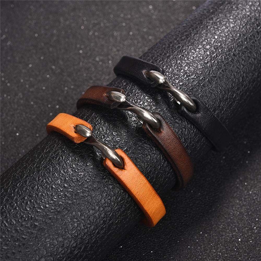 Men Women Boyfriend Trendy Jewelry Simple Vintage Bracelets Leather Hook Bracelet Wristband Bangles