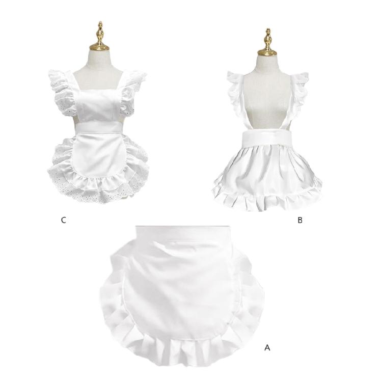 Costume Grembiule da Cameriera Grembiule da Cameriera Arricciato Regolabile per Halloween Cosplay Donna Grembiule da Cucina Grembiule da Cucina Grembiule da Servizio