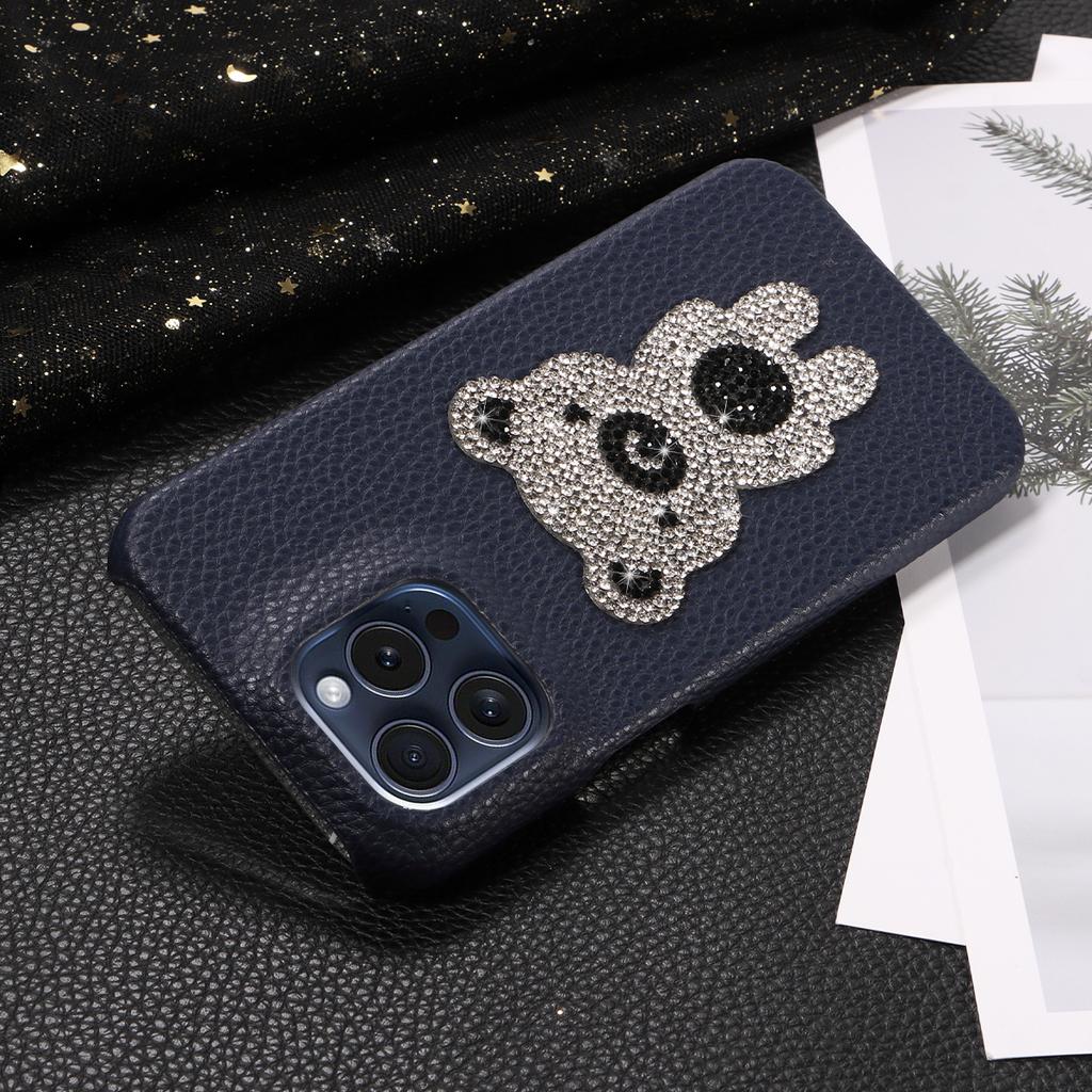 Handyhülle aus Kunstleder mit Diamant-Bärenmuster für iPhone16 15 14 13 12 11Pro Pro Max Plus X XR XS Max7 8 Serie Sturzsichere Hülle