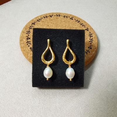 Freshwater Pearl Collection: Vintage European & American Style Bestselling Gold-plated Brass Versatile Earrings