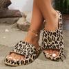 Women's Thick-soled Leopard-print Slippers Worn with A Pair of Flip-flops On Top