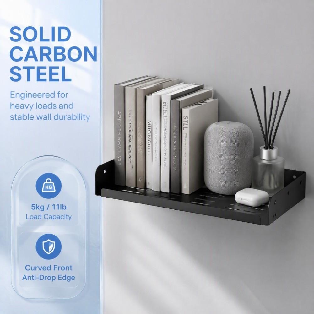 2 Pack Carbon Steel Floating Shelf 12" X 8" Display Shelf Floating Wall Shelf For DVD Player