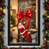 Santa Claus Glass Stickers Static Sticker, Christmas Theme Bow Pattern Print, Removable Party Supplies Electrostatic PVC Film for Home And Store Doors