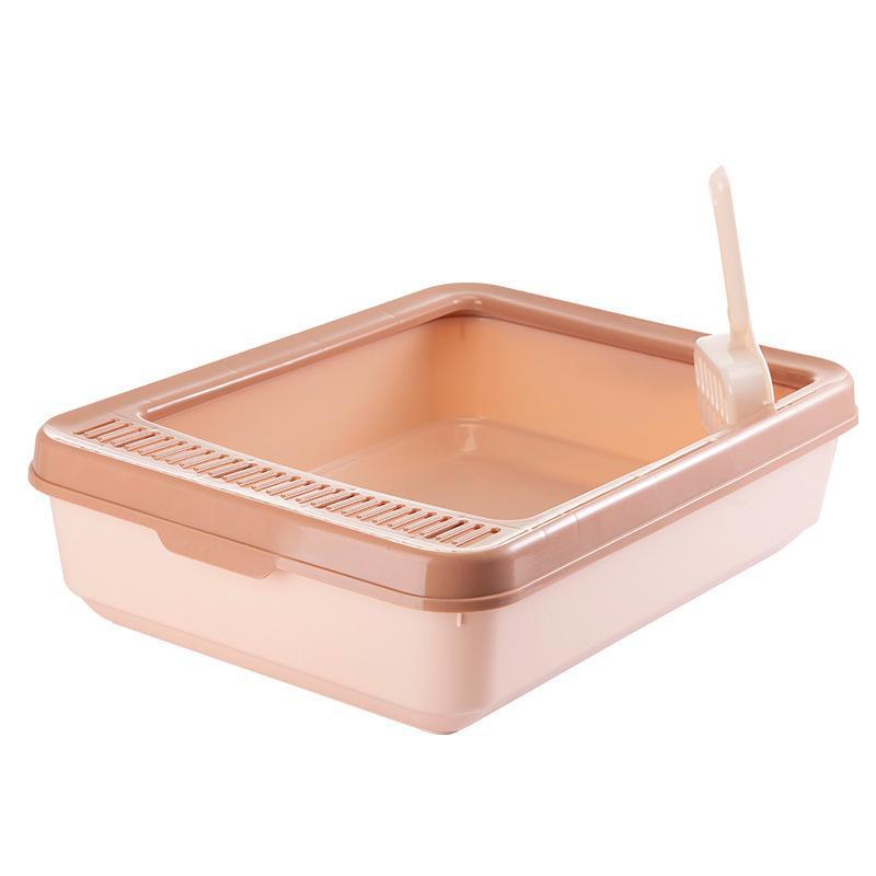 Ulepszona półzamknięta kuweta dla kota z osłoną przeciwbryzgową, wyjmowanym, zmywalnym designem i łopatką na żwirek