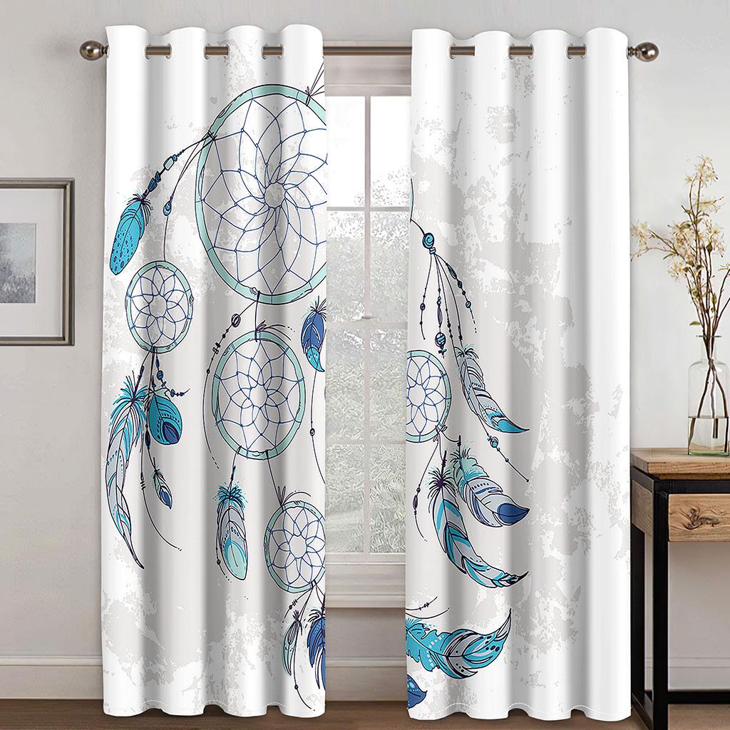 Kawaii Dream Catcher Printed Woven Curtains  Two Independent Curtains On The Left and Right Blackout Curtains for Bedrooms