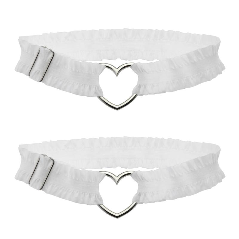 Gothic Oberschenkelstrumpfband Herz Spitze Gerafft Beinband Verstellbares Cosplay-Accessoire Oberschenkelkette Bequem Modische Beinbekleidung