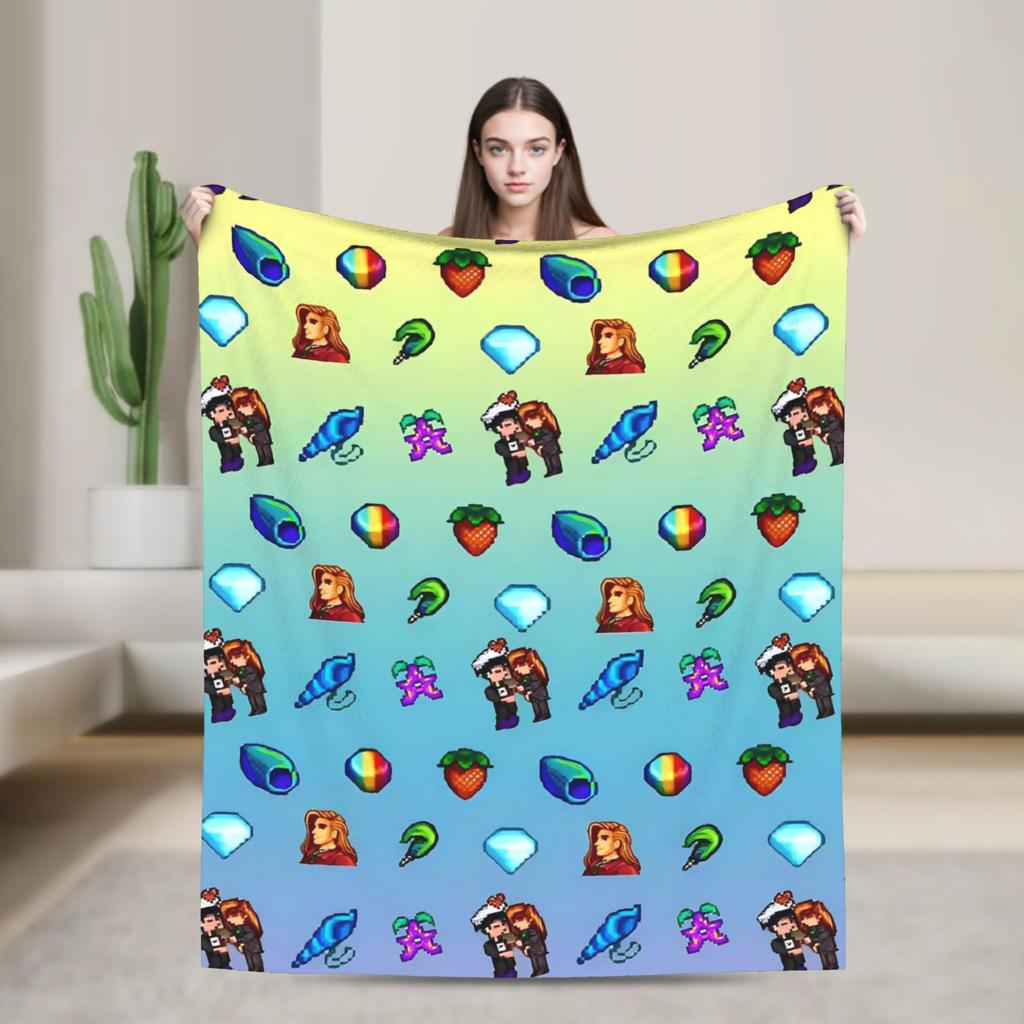 The best Stardew Valley farm-Flannel Blanket  Soft Durable Throw Blanket for Living Room Travel Pattern Bedspread Sofa Bed Cover
