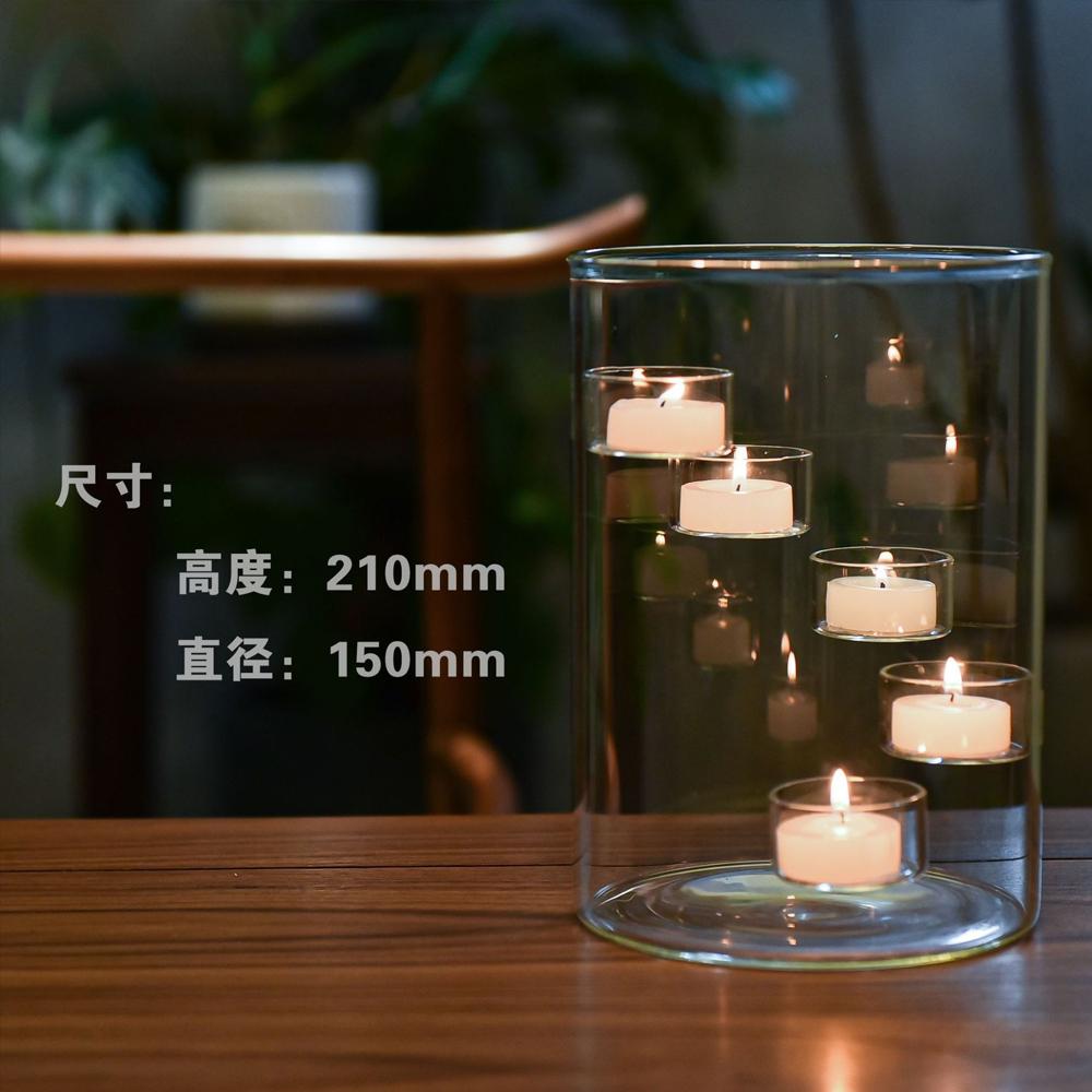 European-style Glass Candlestick Cylindrical Candlestick Candlelight Dinner Decorative Aesthetic Ornaments Wedding Decoration