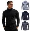 Men Zip-up Sweatshirt Mock Neck Long Sleeve Jacket Solid Color Full Zip Casual