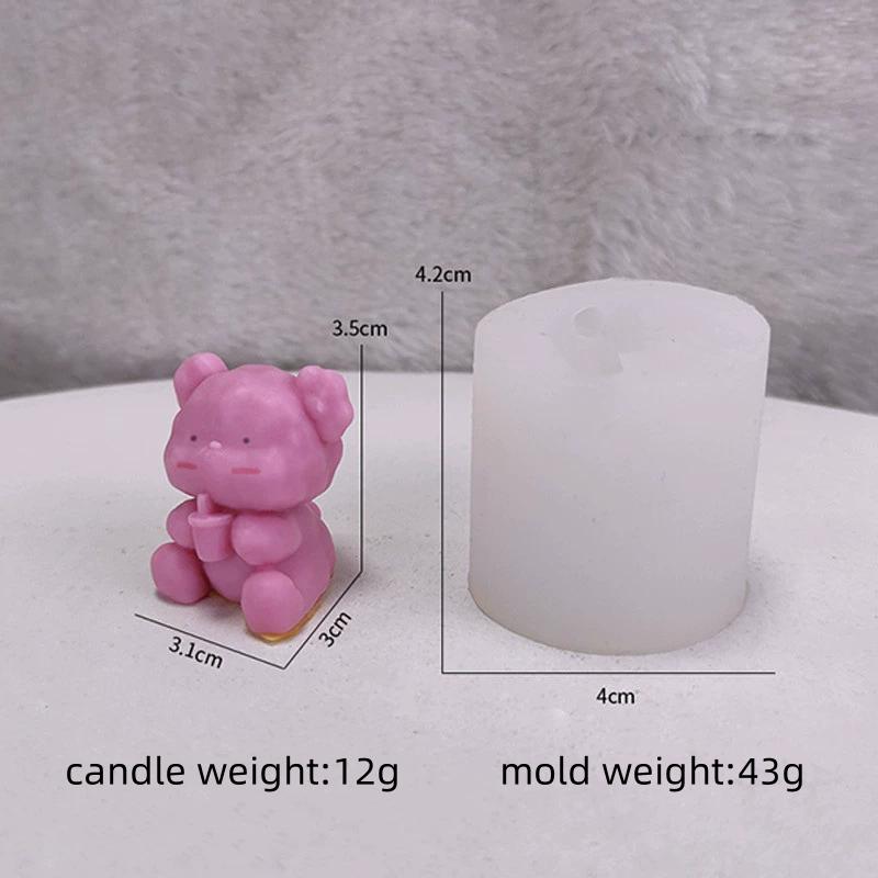 

3D Mini Bear Candle Silicone Mold DIY Cute Bow Bear Birthday Candle Decoration Mold Crystal Epoxy Resin Soap Home Decoration