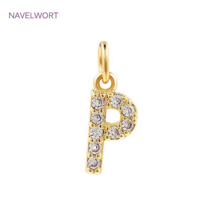 Luxury 18K Gold Plated Brass Inlaid Zircon 26 Letters Pendant Charms For Necklace Earring jewelry Making DIY Jewelry Accessories