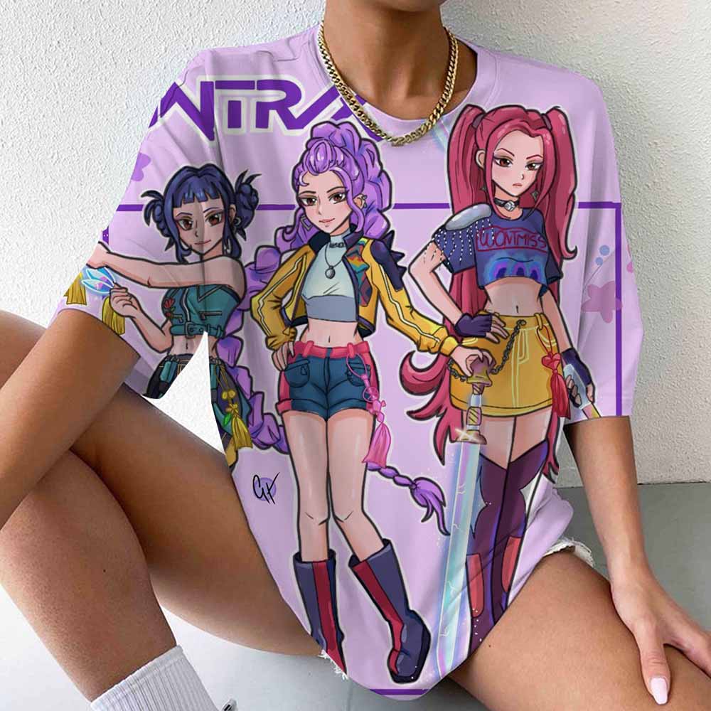Huntrix Kpop Demon Hunters Movie 2025 Graphics T Shirts Men Women's High Quality Fashion Oversized Cotton T-shirt Harajuku Tops