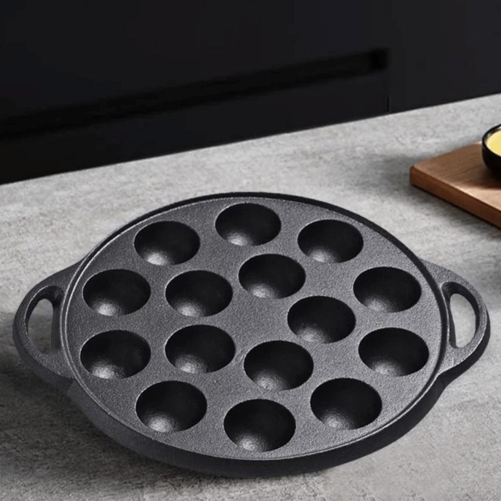 15 Holes Cast Iron Takoyaki Pan Cast Iron Takoyaki Grill Pan Octopus Balls Grill Plate  Kitchen Use