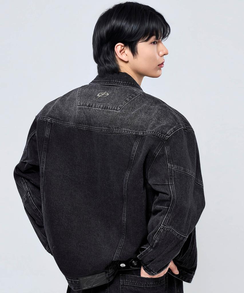 Physical Garments P2603 Washed Black Oversized Denim Jacket [Dark Denim]