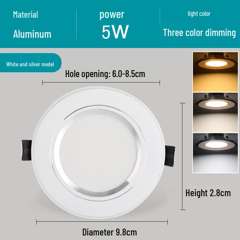 5W Dimmable Ceiling Downlight with 3-Color Settings