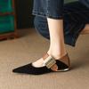 Fashion Low Heel Mary Jane Flats Women Spring Autumn Retro Brown Pointed Toe Flat Bottom French Mule Shoes Comfortable Leather Shoes