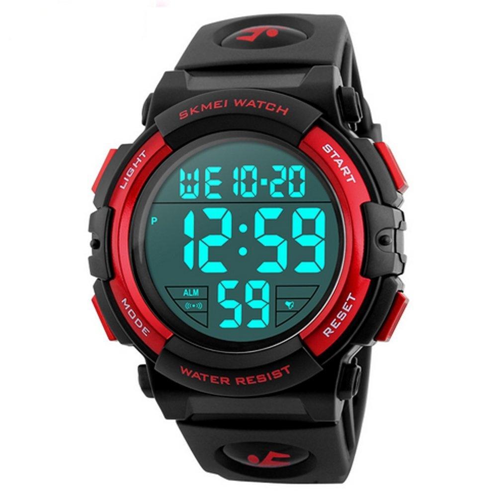 

Digital Watch, Men s, Waterproof, LED Sports Alarm, Stopwatch Function, Waterproof Large Text, Easy to Read, Japanese Instruction Manual Included