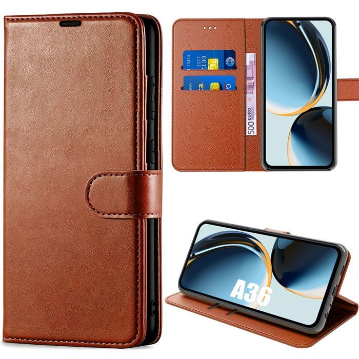 Coque de protection - BOOLING - pour Samsung Galaxy A36/A56 5G - Cuir Synthétique - Marron - Antichoc