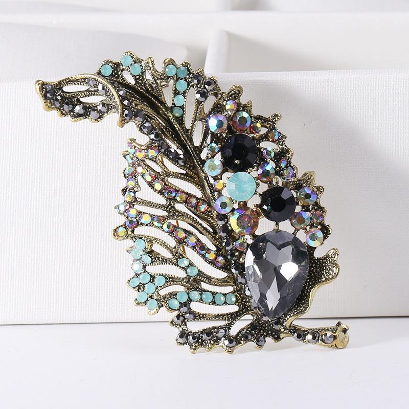 

Винтажная элегантная брошь в виде листа из кристаллов, одежда, пиджак, пальто, брошь, модная булавка, аксессуары чёрный