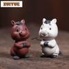 Yixing Purple Clay Smiling Horse Tea Pet Ancient Lucky Model Tea Figurine Play Toys Tea Statue Ornaments Tableware Accessories