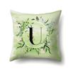 Polyester Pillowcase Car Decoration Small Fresh Green Leaves 26 English Letter Printing Pillow Cushion Cover