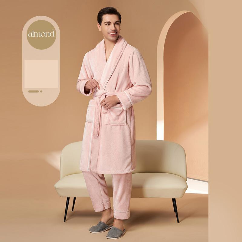 Lounge Robes Winter Coral Velvet Pajamas Women Thickened Padded Couple Robe Winter Warmth Fashion Bathrobe Comfortable and Thick Sleepwear Robe
