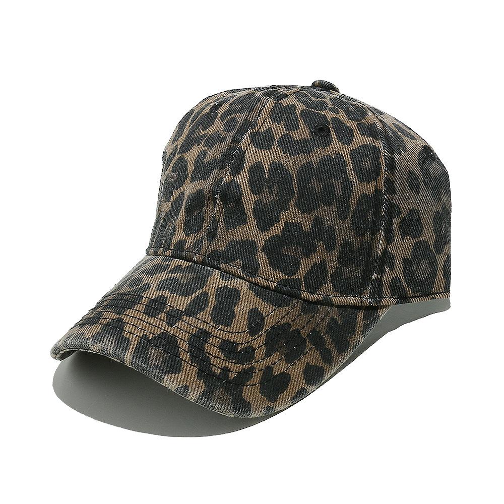 Vintage Leopard Print Baseball Cap for Women Men, Washed Cotton Adjustable Sun Hat Y2K Streetwear