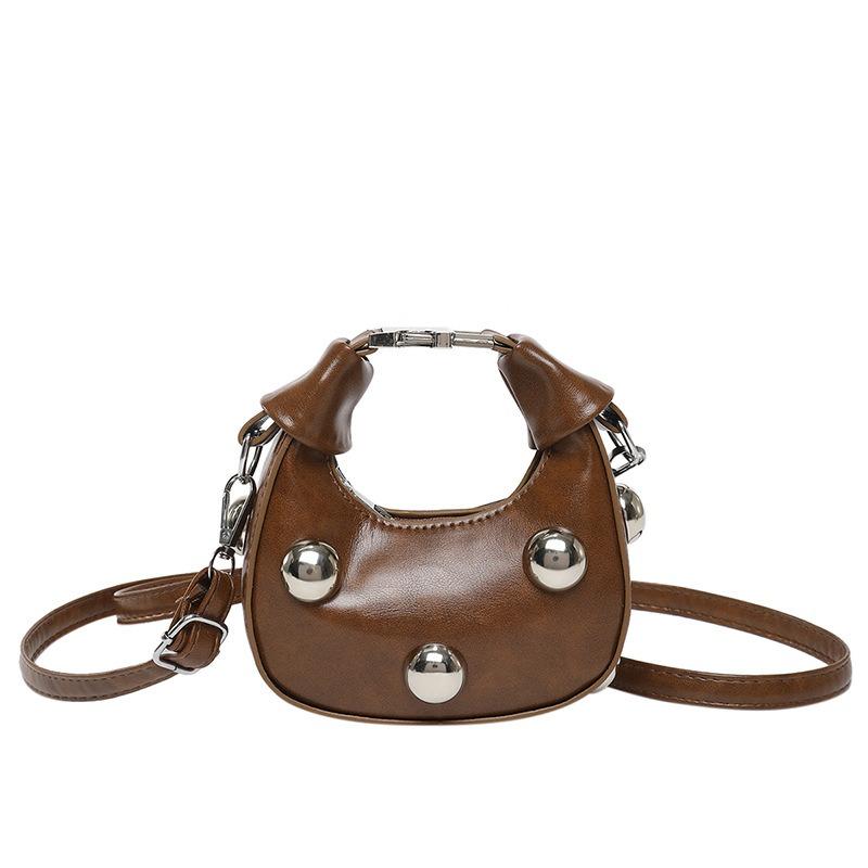 Trend Personality Spice Girl Wind Rivet Mini Portable Dumpling Bag Niche Casual Popular Versatile One Shoulder Crossbody Bag Women