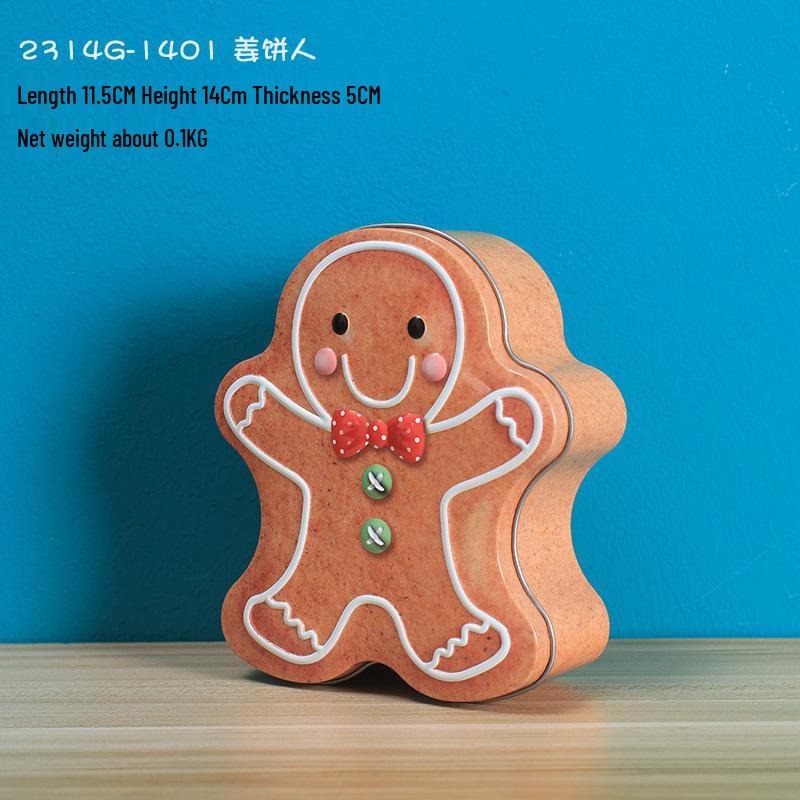 Christmas Gingerbread Man & Santa Claus Tin Cookie and Candy Storage Box