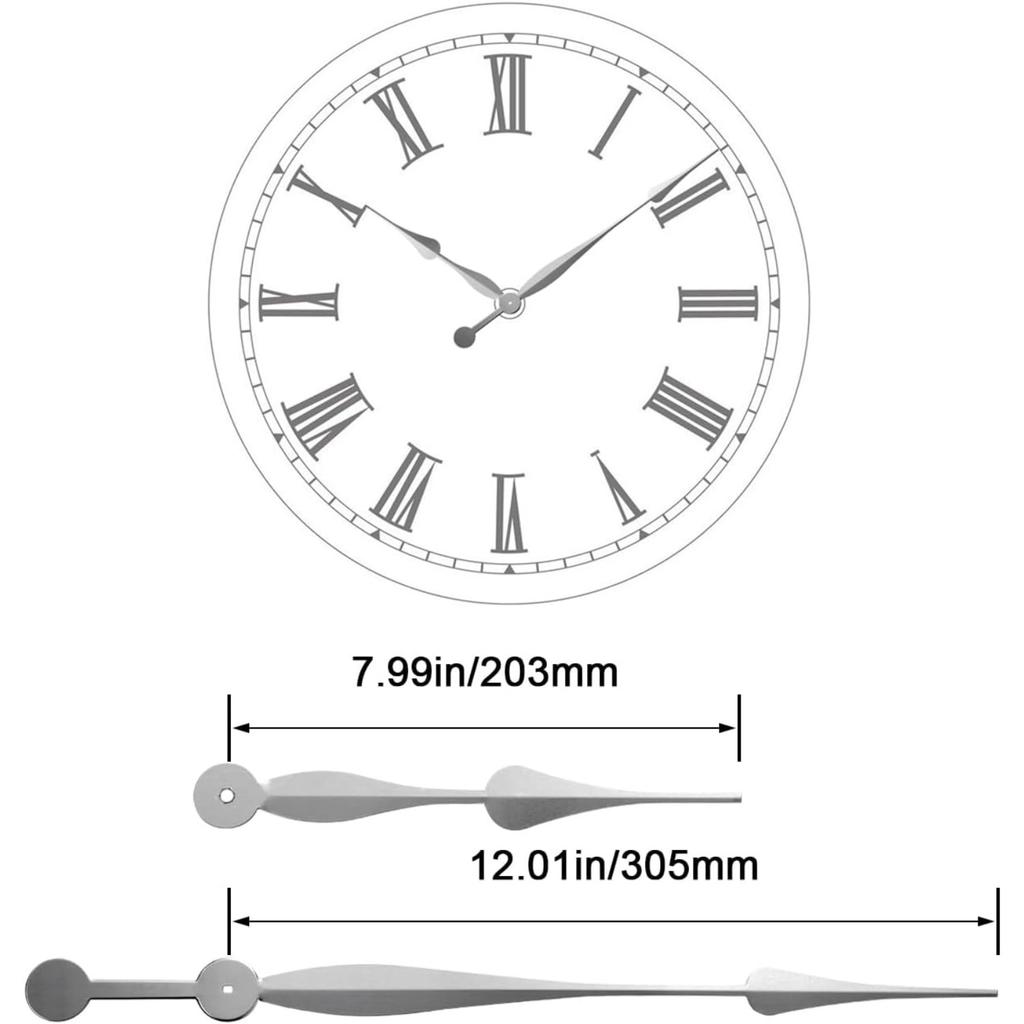 Hochdrehmoment Langwellen-Uhrwerkmechanismus mit 28 mm (1-1/8 Zoll) Schaftlänge und 12 Zoll lange Spatenzeiger