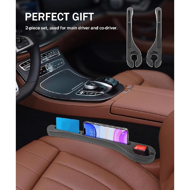2 Pack Car Seat Gap Filler,Auto Parts Car Seat Gap Filler,Prevent Falling between Seat and Dashboard,Car Universal Gap Filler(Black)