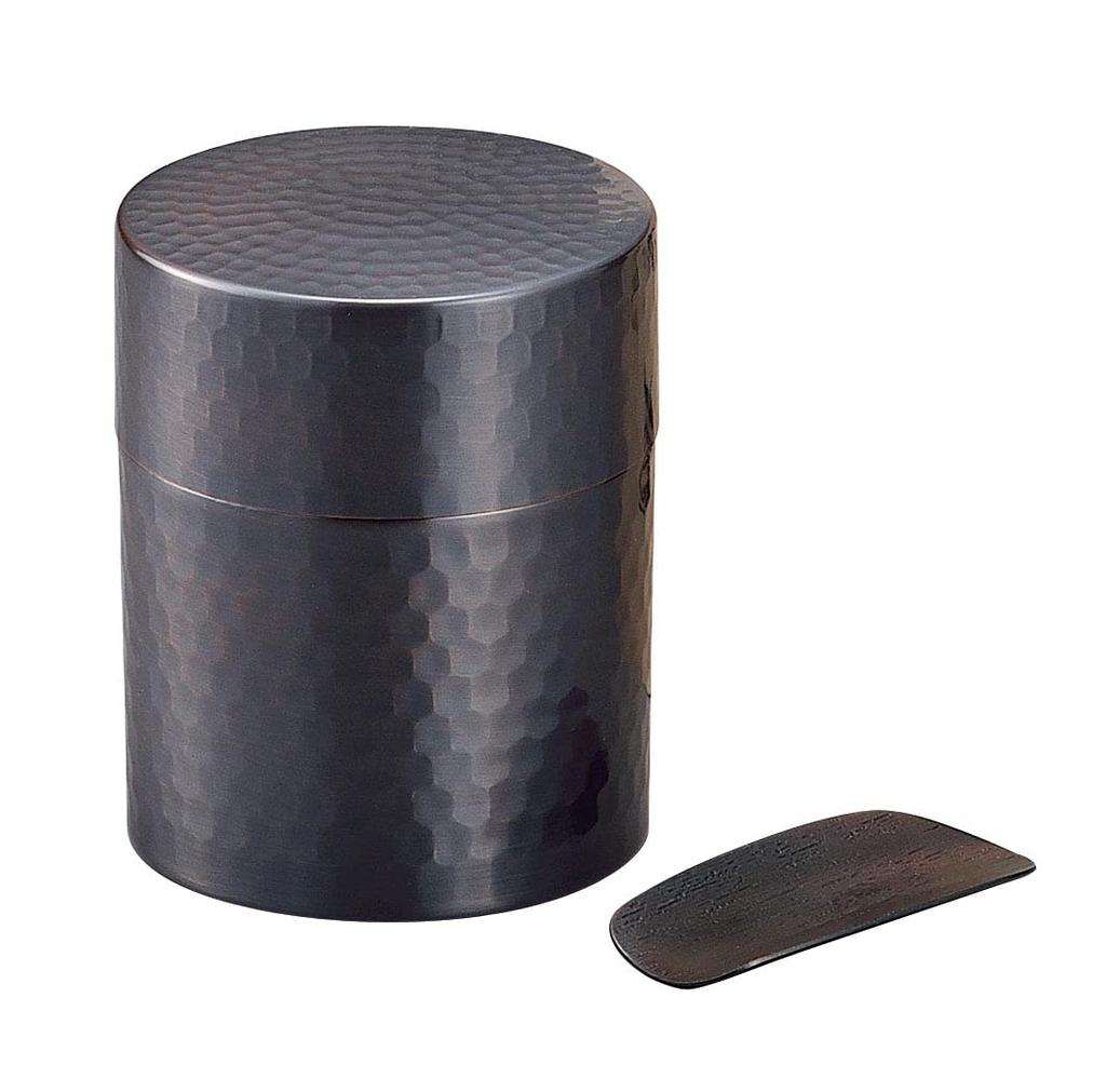 Yamashita Kogei Copper Tea Caddy in Bronze Wooden 121100029 (with Strainer) Finish, Box,