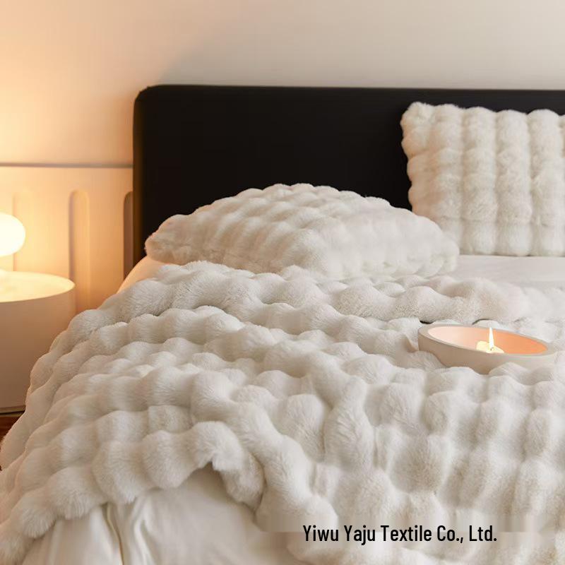 

Тоскана Искусственный кролик рекс Пузырчатый флис А-класса Двустороннее офисное одеяло для сна 45×45 cm Pillowcase белый