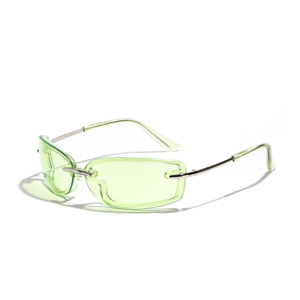 Glasses Square Candy Color Futuristic Sunglasses Women'S Semi-Metallic Dopamine Wearing Sunglasses
