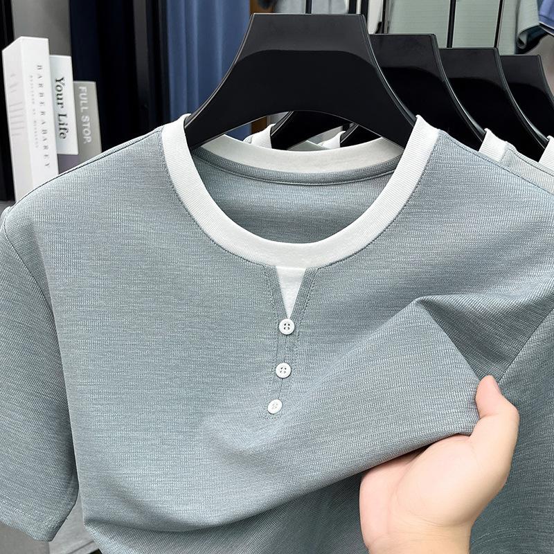 Summer Short Sleeve Daily Wear Commute Crew Neck Breathable Fashion Men'st