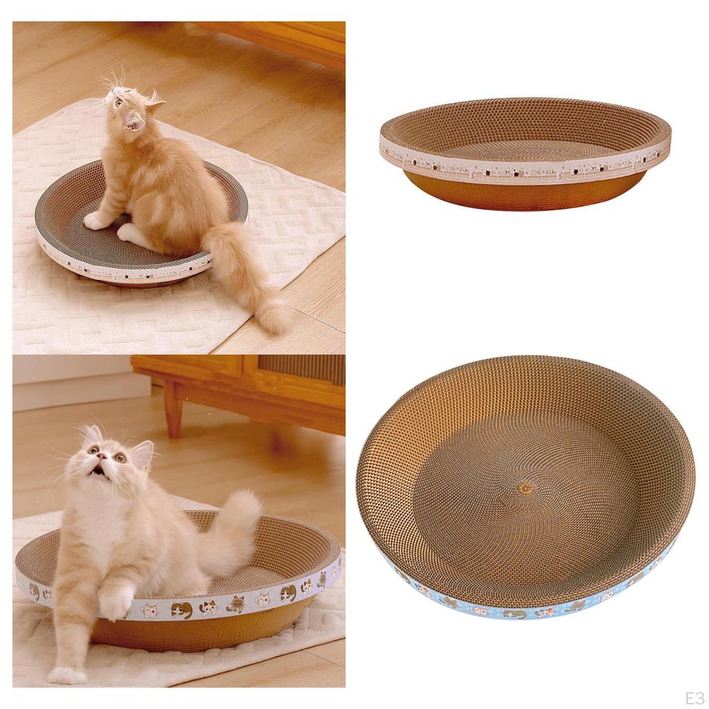Cardboard Cat Scratcher Bed Scratch Pad Nest Couch Furniture Protector, Round Lounge Scratching