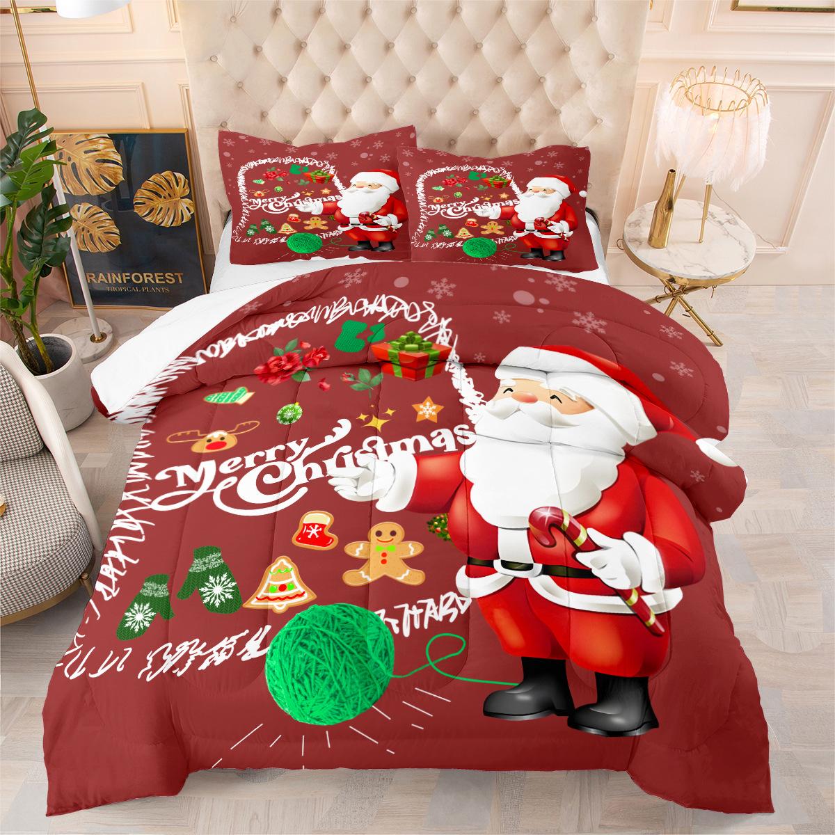 Santa s Gift Set: Plush Microfiber Comforter, Duvet Cover, and Pillowcase (3-piece Set) 140*200cm