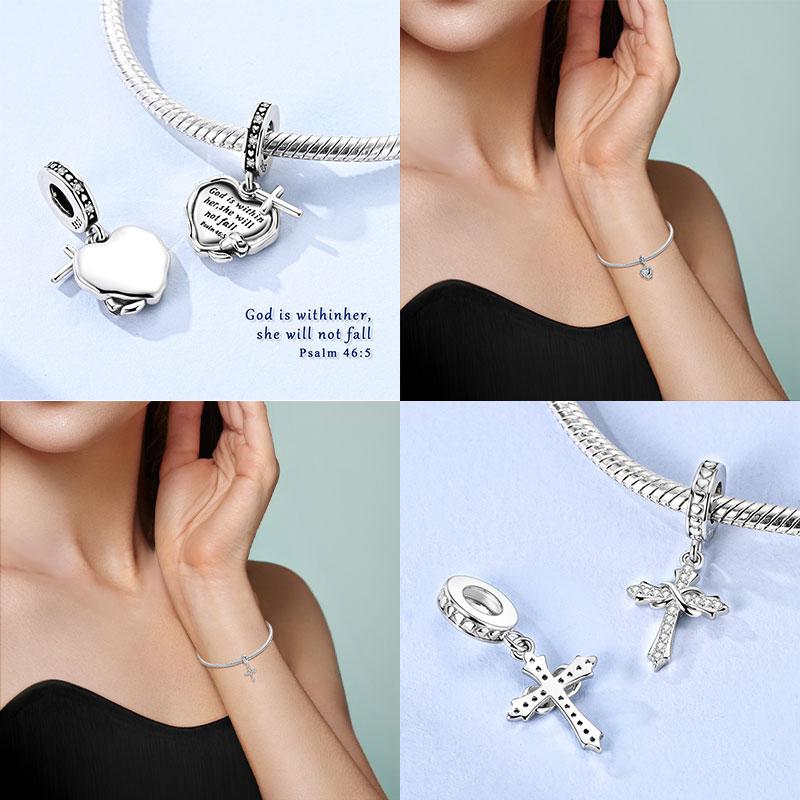 Copper Charms Infinite Lucky Four-Leaf Crop Fixed Clip Beads Pendant Fit Original Bracelet Diy Jewelry For Women