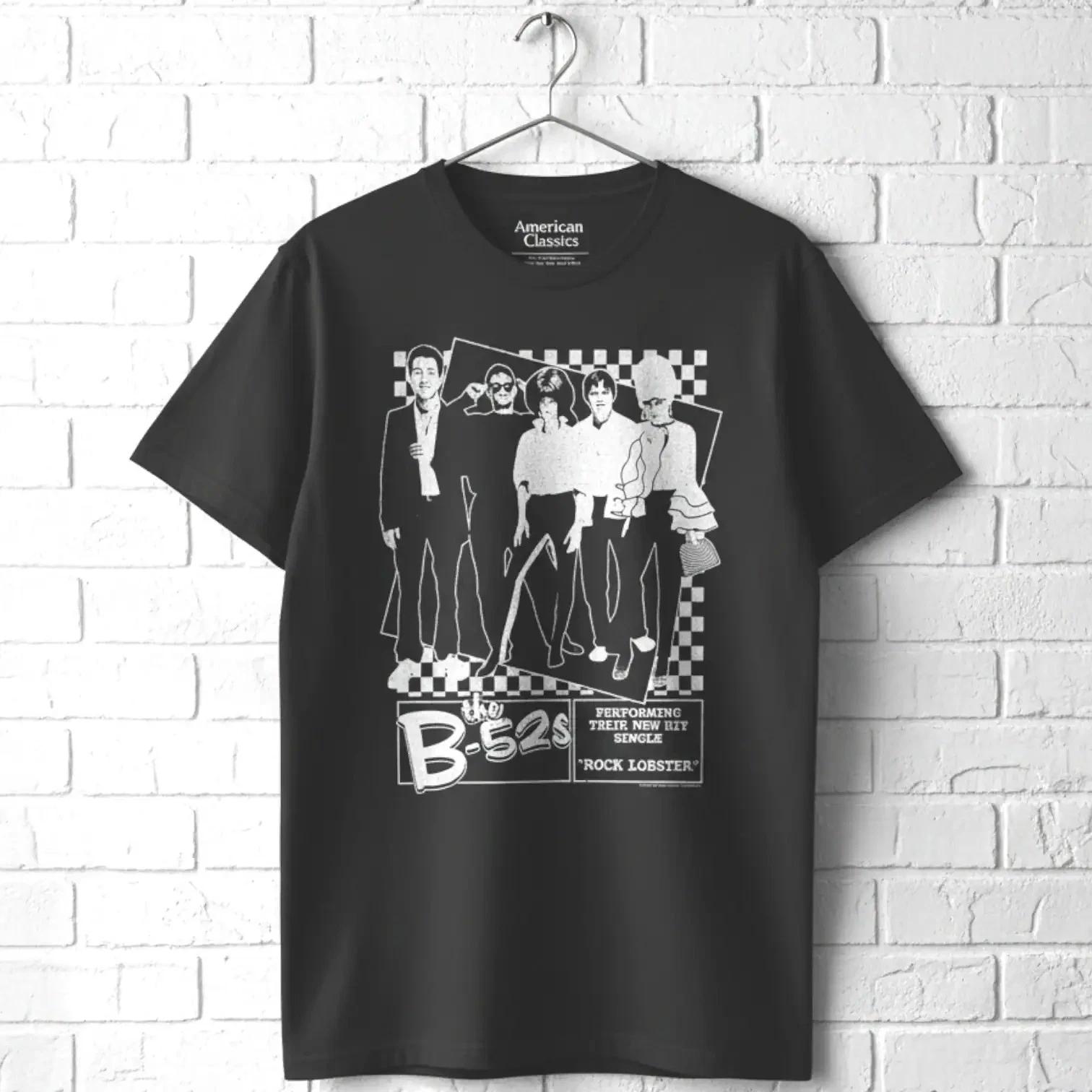 B52s Performing their New Hit Single Men s T Shirt Rock Lobster Checkerboard XL