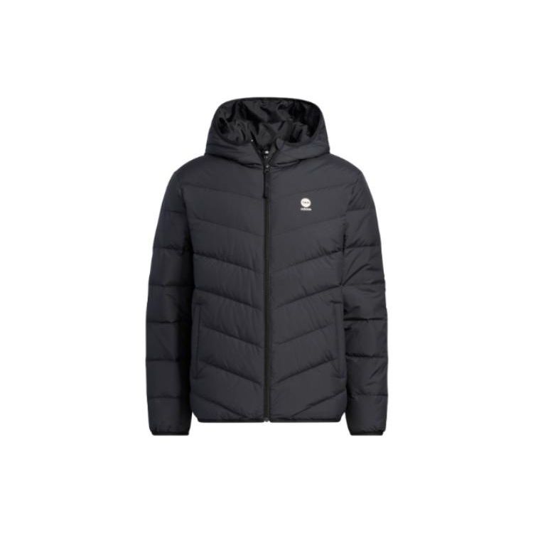 

Adidas Neo Solid Color Brand Logo Letter Print Warm Duck Down Jacket Unisex Jacket Black HY9635 A/S