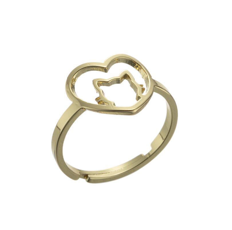 Korean Stainless Steel Moon Cat & Reindeer Butterfly Ring for Christmas