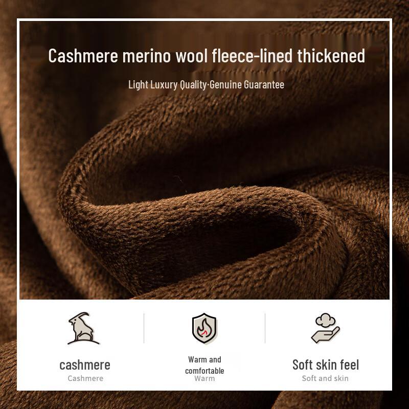 MONTAGUT Men's Cashmere Blend Fleece-Lined Crew Neck Sweater